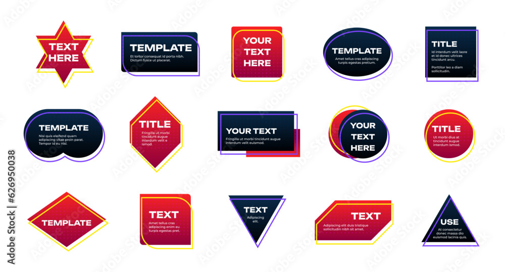 Poster callouts templates. board layout with textbox and shapes, infographic banner design with message and