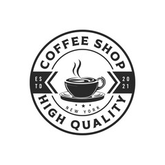 Coffee Shop Logo design vector illustration. Coffee Vintage Logo design concept for cafe and restaurant emblem. Coffee Shop vector design for Logo, icon, label, badge, sign, and symbol.