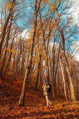 Woman having an autumn outdoor adventure