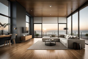 living room interior generative by AI technology