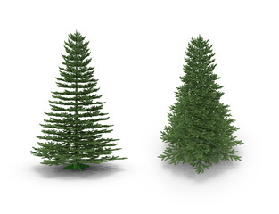 green christmas tree on transparent background
