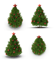 christmas tree and decorations on transparent background