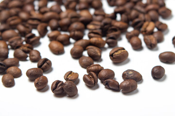 Coffee beans on white background