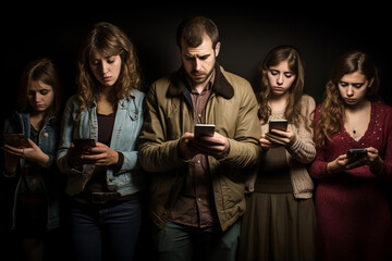 Family fixated on phones and not engaging with each other 