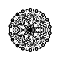 Dot painting Australian black and white mandala