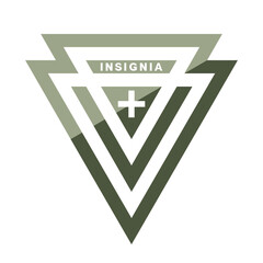 Intersecting triangles logo design element with insignia lettering and cross icon