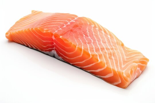 Raw salmon fillet, fresh fish, generative AI