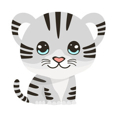 Fototapeta na wymiar Vector cartoon illustration with white tiger