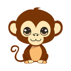 Vector cartoon illustration with monkey