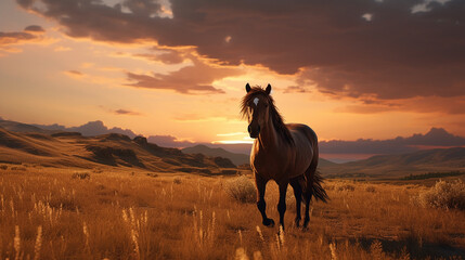 horse in the sunset