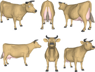Vector sketch illustration of a farm dairy cow with horns