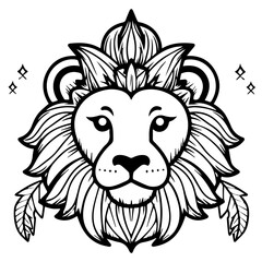 lion coloring page illustration