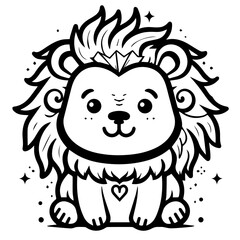 lion coloring page illustration