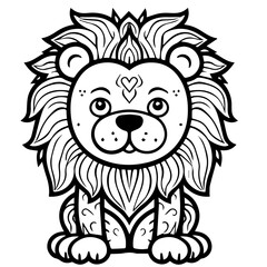 Obraz premium lion coloring page illustration