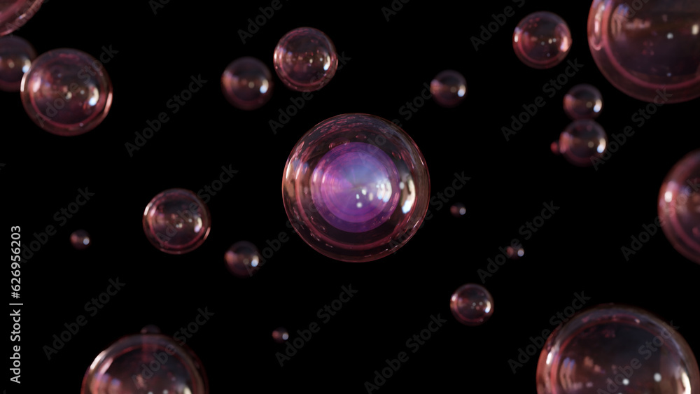 Aufkleber bubbles of colors in an abstract design. cosmetics image featuring a 3d bubble shape made of foam bu