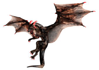 3D Rendering Fairy Tale Dragon on White