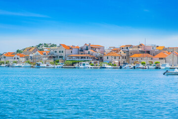 Fototapeta na wymiar Old town of Tribunj on Adriatic coast in Dalmatia, Croatia