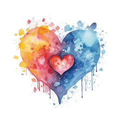 vector watercolor hand-drawn heart collection