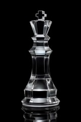 crystal glass chess pieces on black generated ai