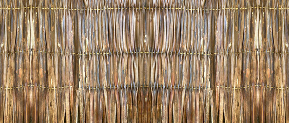 Coconut palm roof. Dry palm leaf  Texture