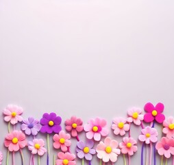 Fototapeta na wymiar pink flowers border, with copyspace