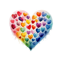 vector watercolor hand-drawn heart collection