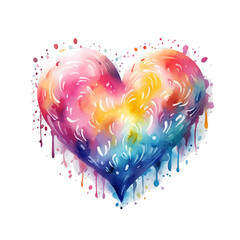 vector watercolor hand-drawn heart collection