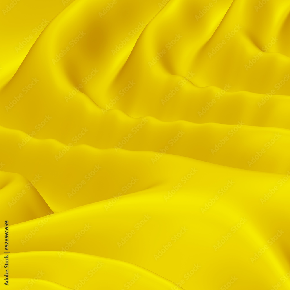 Aufkleber golden silk cloth fabric background with smooth waves and curves in 3d rendering