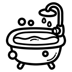 bathtub line icon style