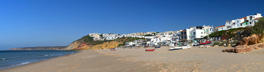 Beach at Salema Village in Algarve Portugal