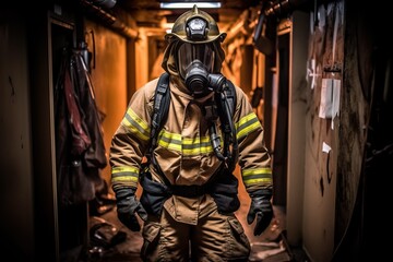 Firefighter in full bunker gear