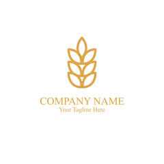wheat leaf logo. logo for food business. simple logo