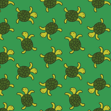 Green turtle pattern design vector