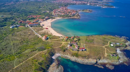 Foto op Canvas Southern coast of the Black Sea in Bulgaria from above. Drone photo. Top view of the sea and beaches © Mariyka LnT