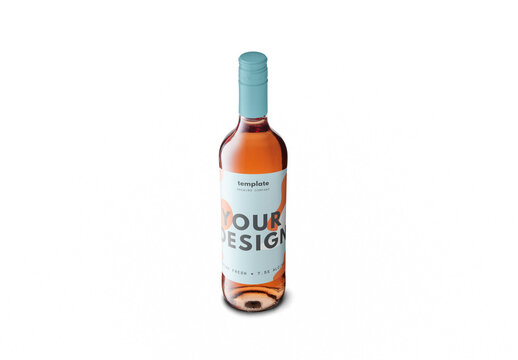 Mockup of wine bottle with customizable label, color background and screw or cork top