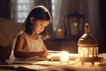 Asian Elementary student in remote rural areas, study with limited facilities