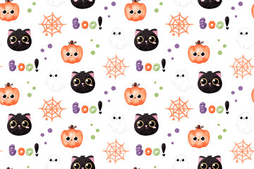 Halloween Background, Seamless Patterns, halloween, black cat, halloween pattern, cute background, pattern background, cute black cats