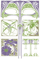 Vintage French Art Nouveau floral frames. Book cover design, invitation, label design, packaging, postcard and card template.