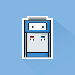 Illustration Vector of Blue Water Dispenser in Flat Design