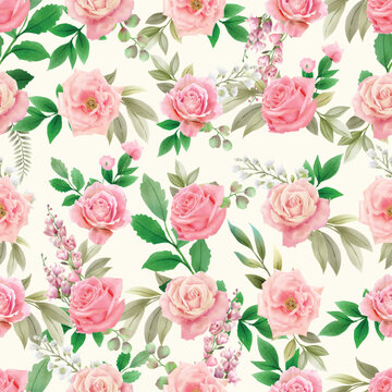 beautiful floral watercolor seamless pattern