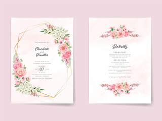 beautiful floral watercolor wedding invitation card