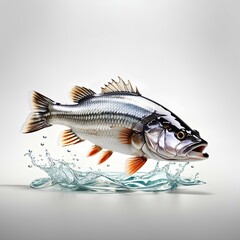 Fresh sea bass fish isolated on white background with empty space around it Generative AI