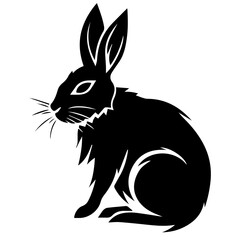 Silhouettes of easter bunny isolated on a white background