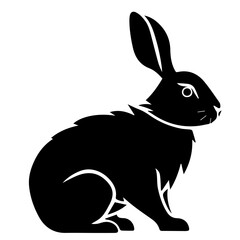 Silhouettes of easter bunny isolated on a white background