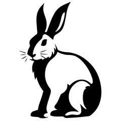 Silhouettes of easter bunny isolated on a white background