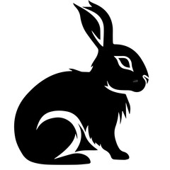 Silhouettes of easter bunny isolated on a white background