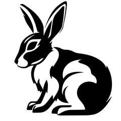 Silhouettes of easter bunny isolated on a white background