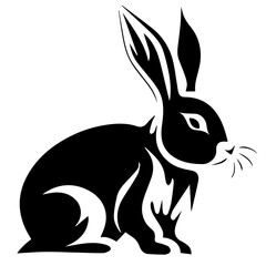 Silhouettes of easter bunny isolated on a white background