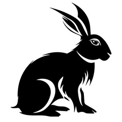 Silhouettes of easter bunny isolated on a white background