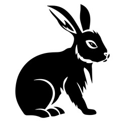 Silhouettes of easter bunny isolated on a white background